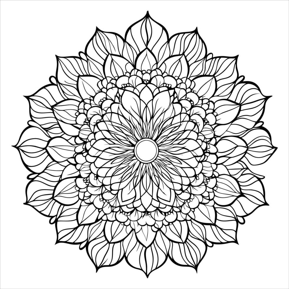 mandala flower pattern coloring page for adults. Geometric floral pattern vector