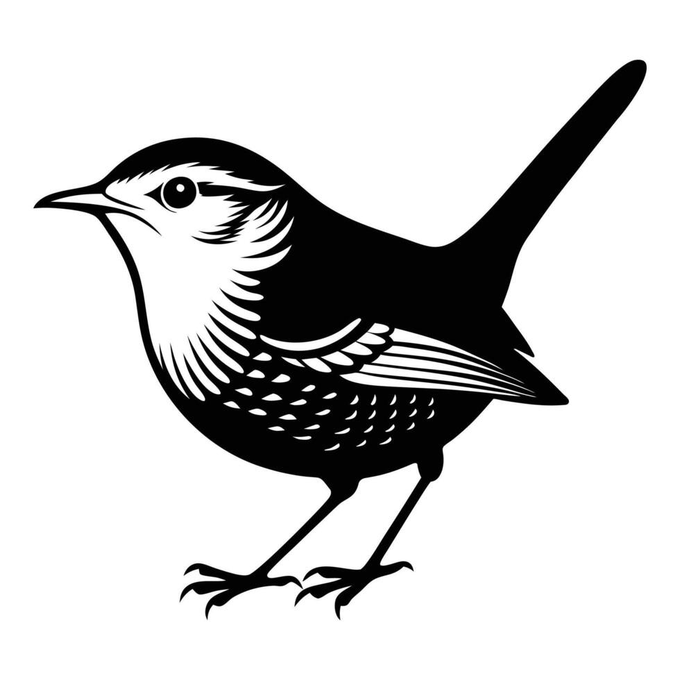 Wren Bird Silhouette icon illustration vector