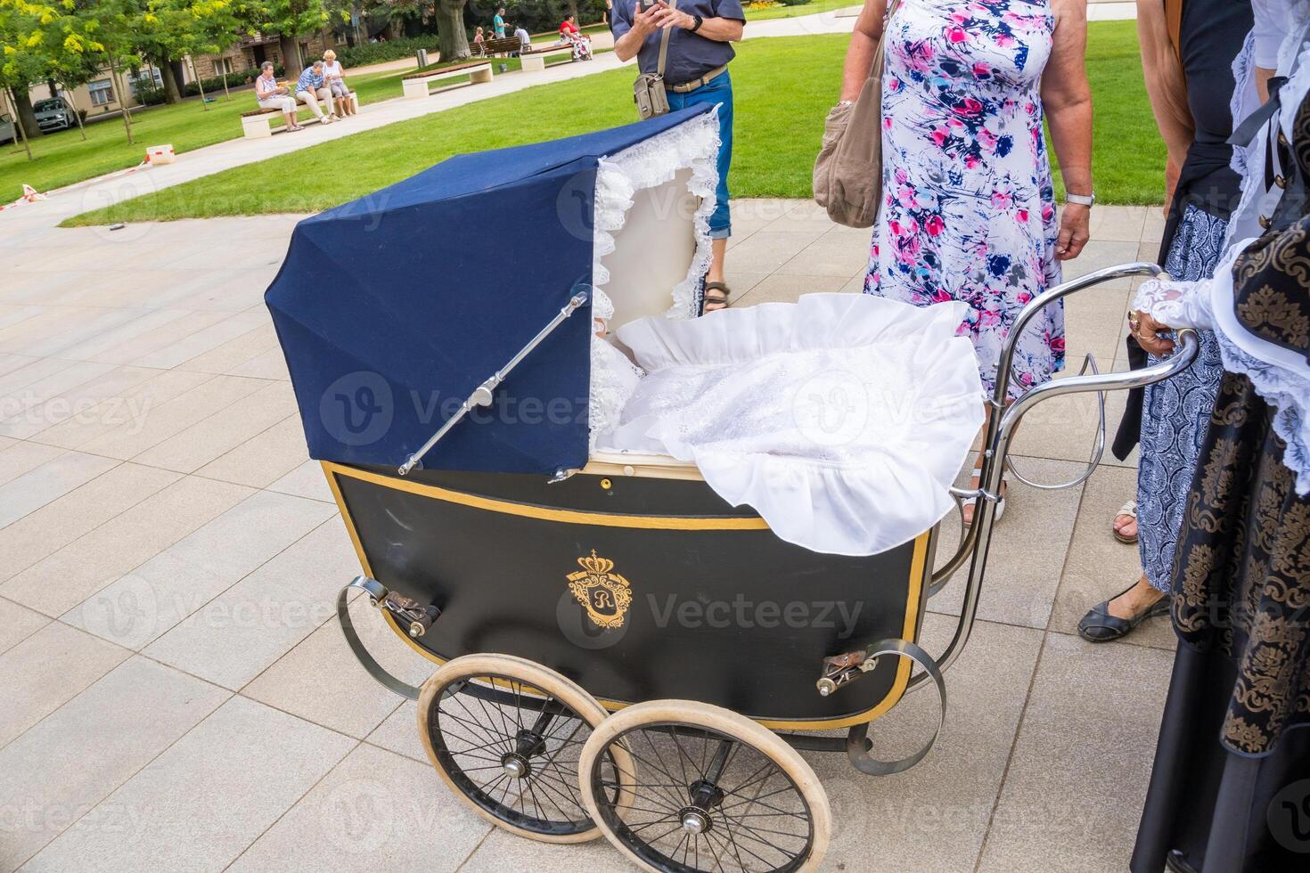 Podebrady- Czech- 27 July 2024 Holiday Vintage baby Strollers Historical in park photo