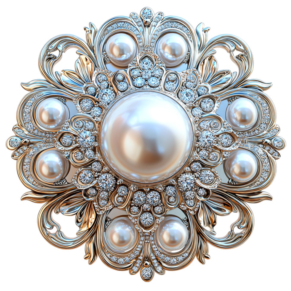 Sophisticated pearl brooch pin, a luxurious jewelry accessory for women's fashion and special occasions png