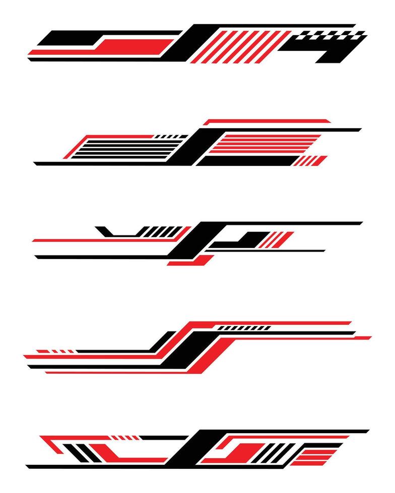 Abstract racing geometric stripes car wrap stickers collection vector