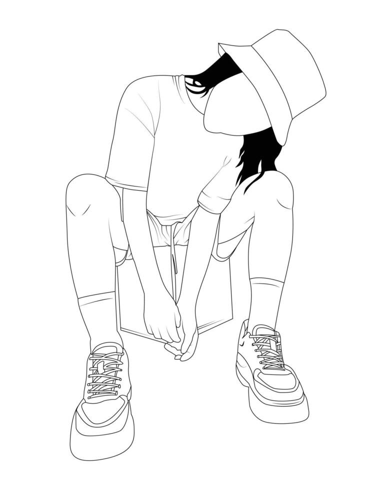 Illustration of faceless woman outline vector