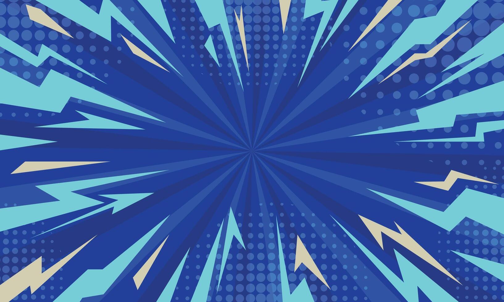 Blue speed radial lines comic background vector