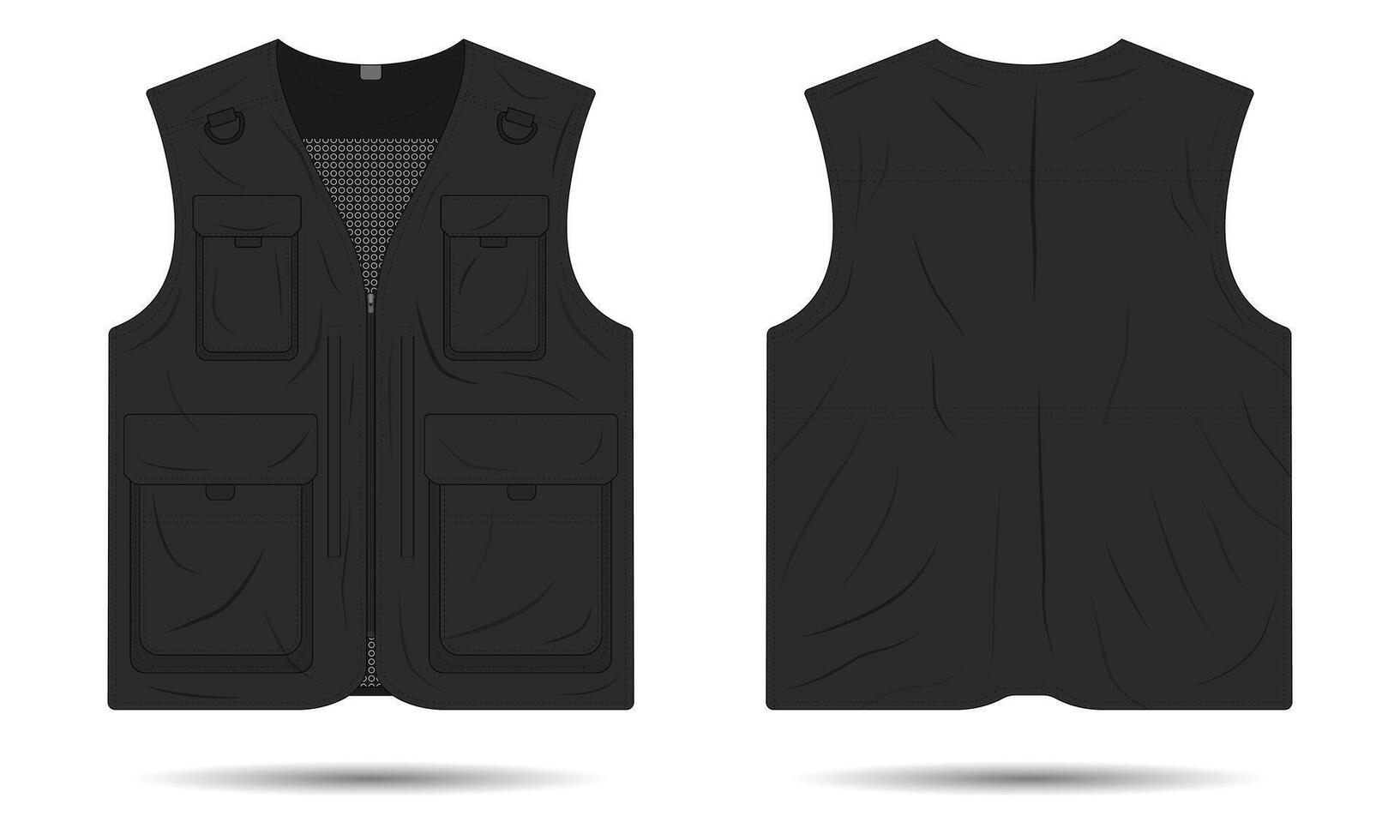 Black outdoor vest mockup vector