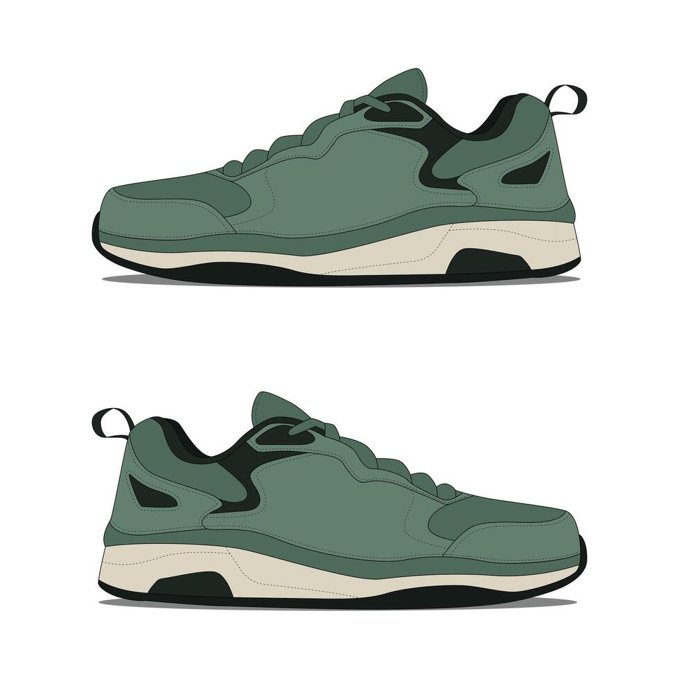 Mockup of sports shoes front and back view vector