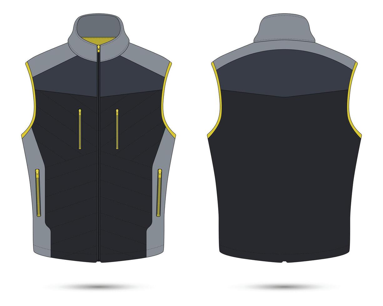 Modern biker vest mockup front and back view vector
