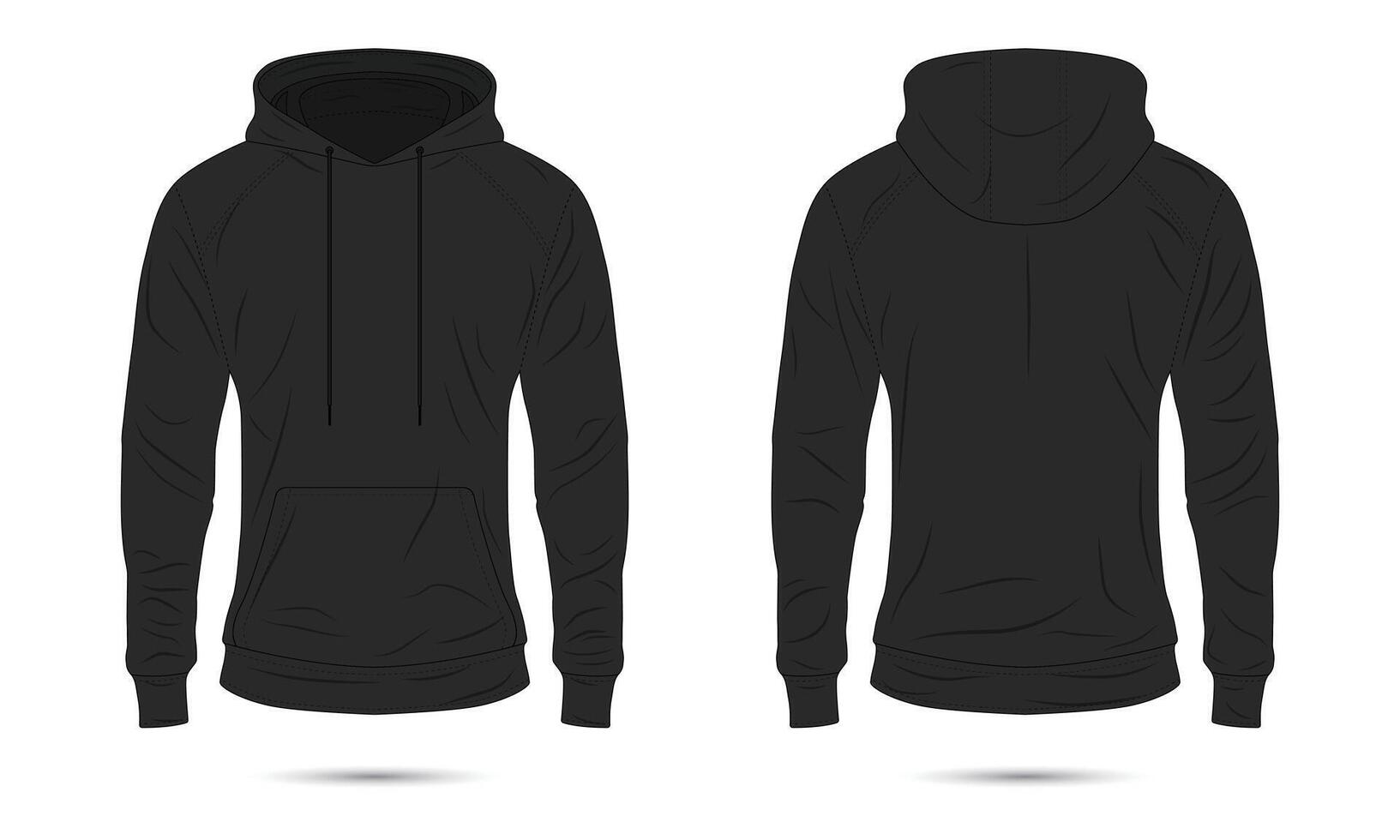 Black hoodie sweater mockup front and back view vector