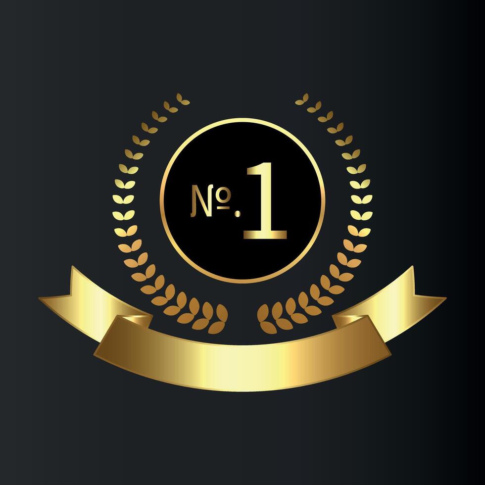 Gold award, laurel wreaths, Ranking, Medal, Crown and Ribbon. VIP. Luxury Golden labels vector