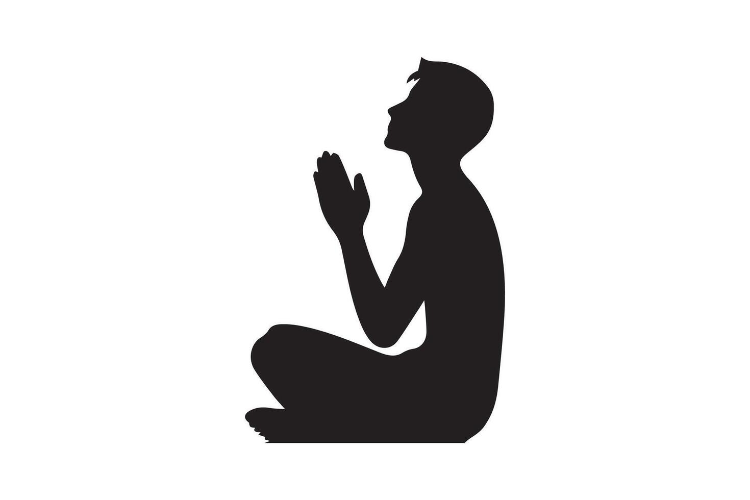 Man Praying Making Supplication Silhouette Illustration in white background vector