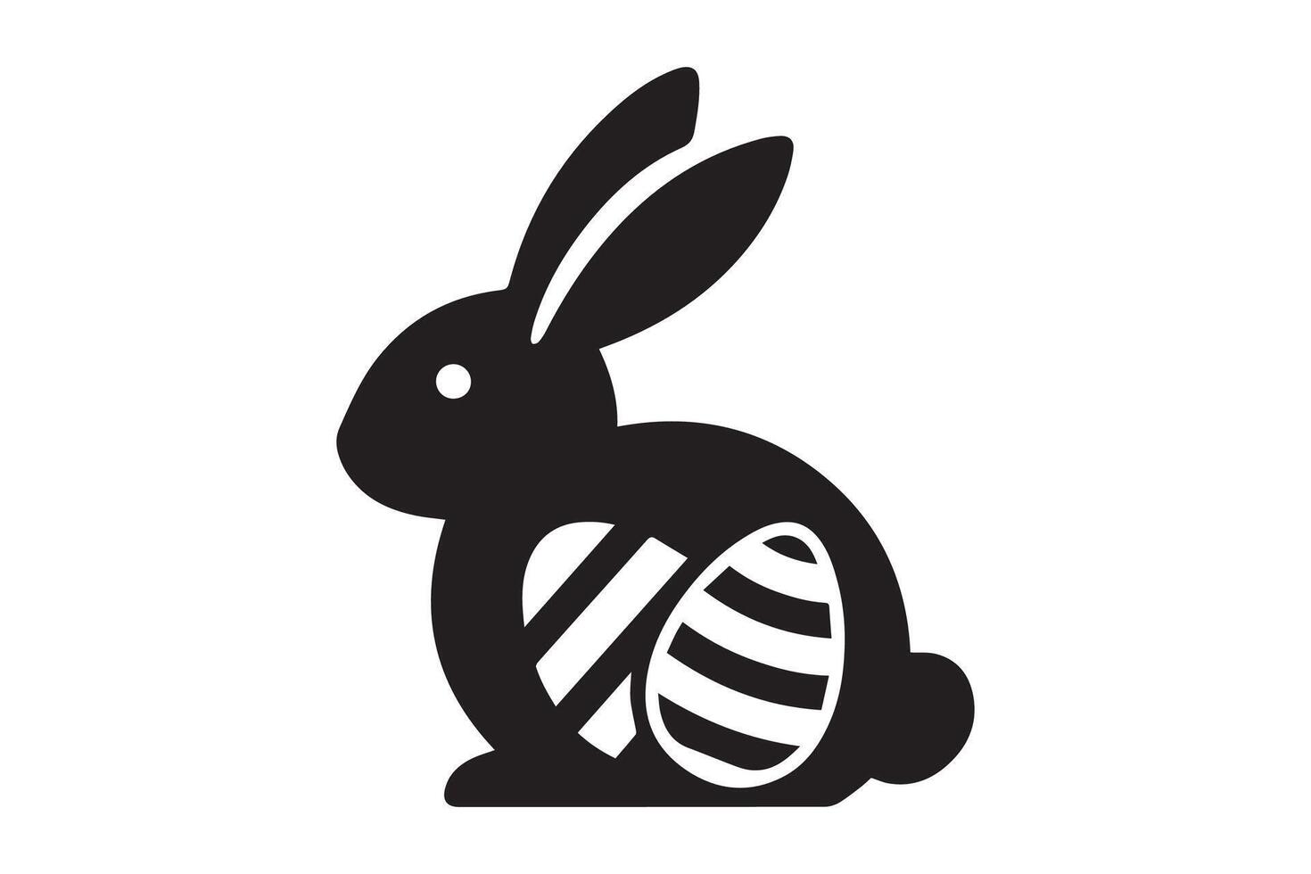 Easter bunny with egg silhouette vector