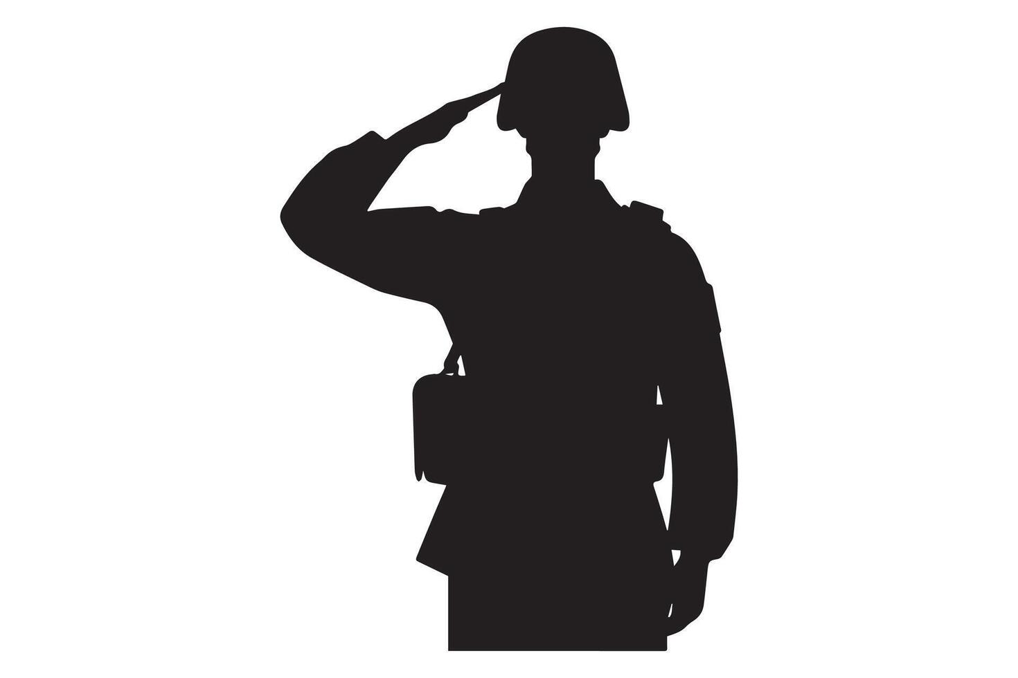 an army soldier saluting silhouette. soldier saluting on the on white background vector