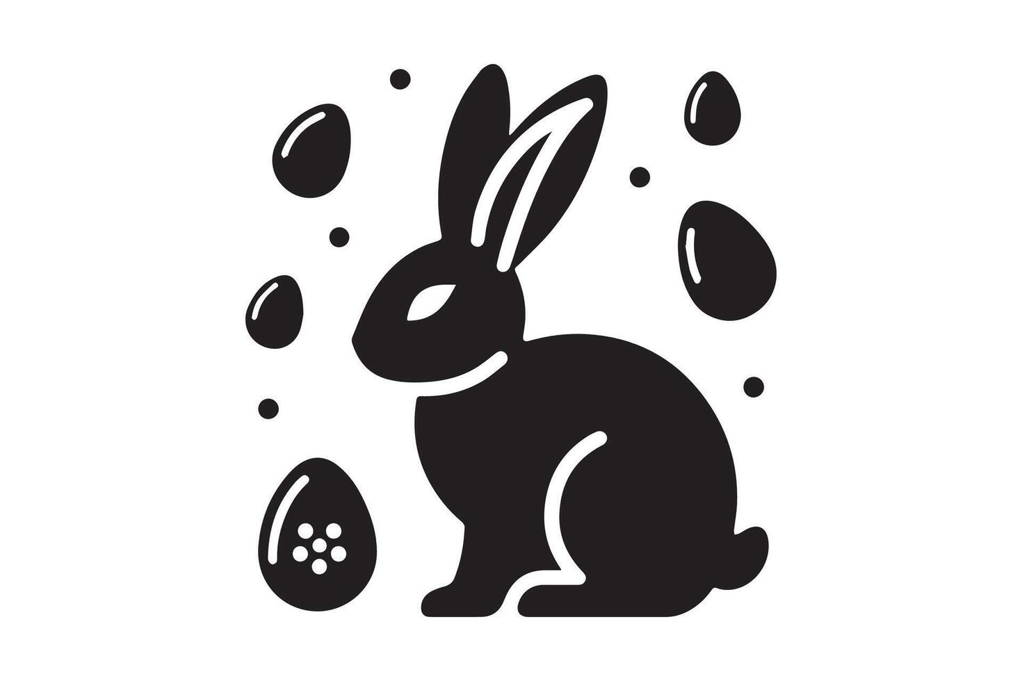 Easter bunny with egg silhouette vector