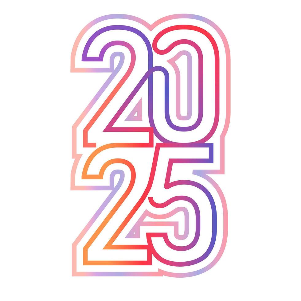 one line drawing 2025 beginning of the year vector