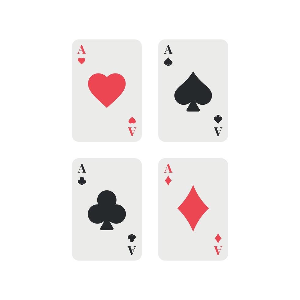 Playing cards, set of aces, clubs, diamonds, hearts and spades vector