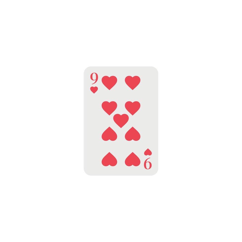 Hearts 9, playing card vector
