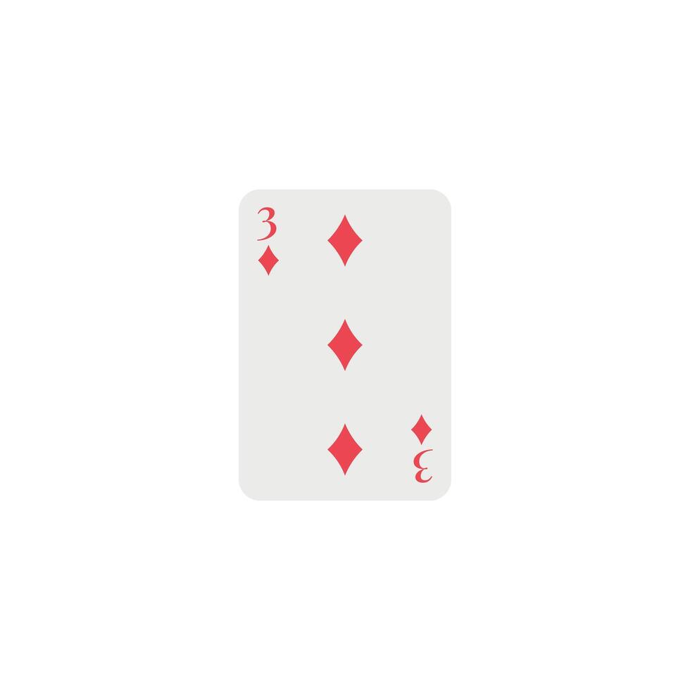 Diamonds 3, playing card vector