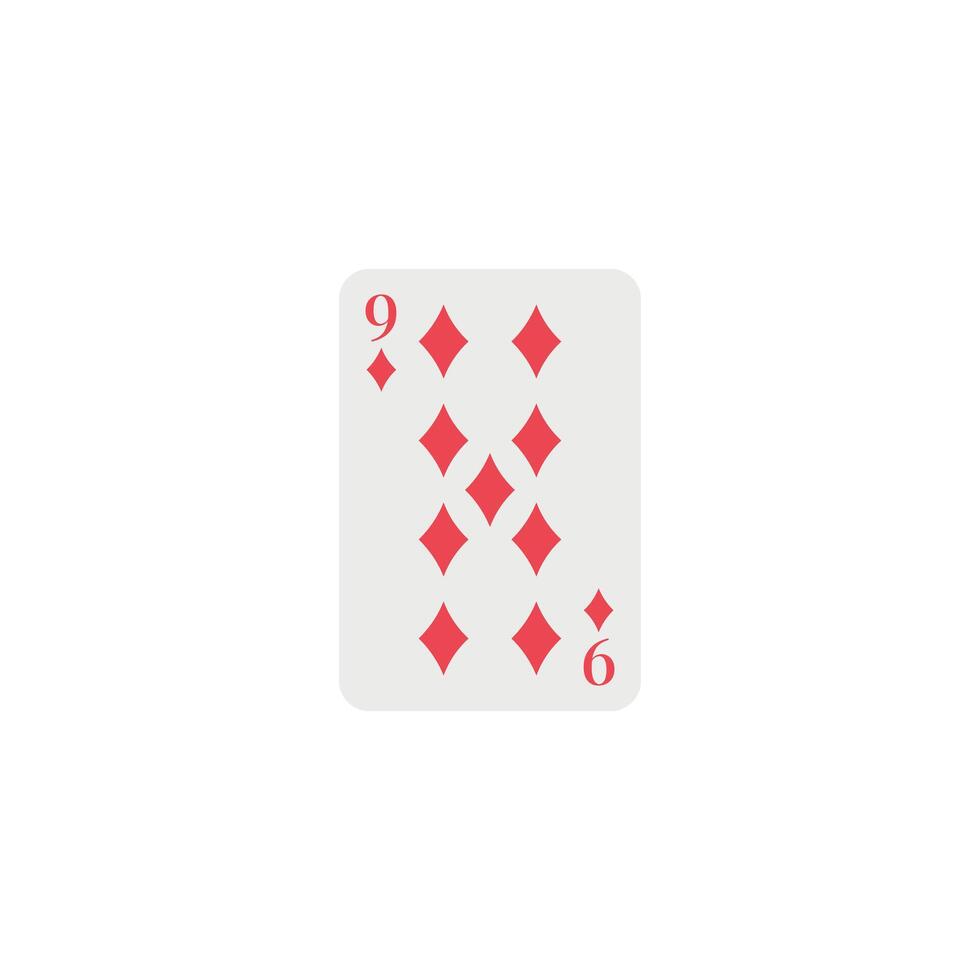 Diamonds 9, playing card vector