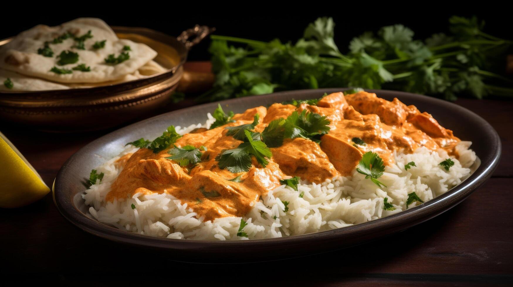 Delicious butter chicken plate photo