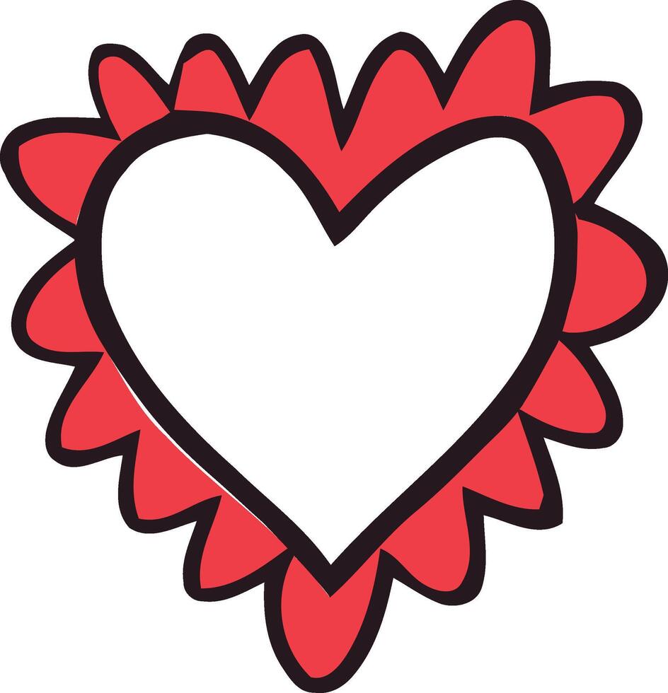 heart icon. cute red heart love doodle isolated on white background vector