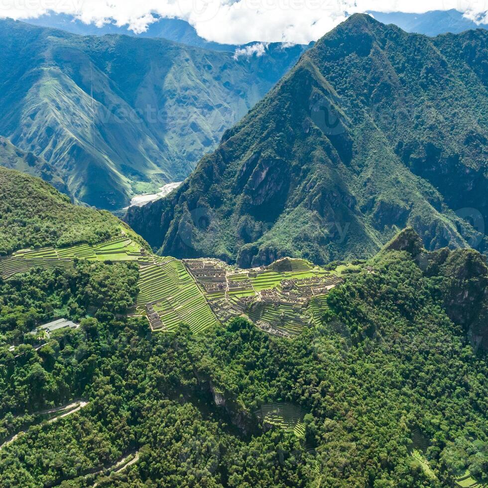 Machu Picchu, Peru. Aerial view. Square image. photo