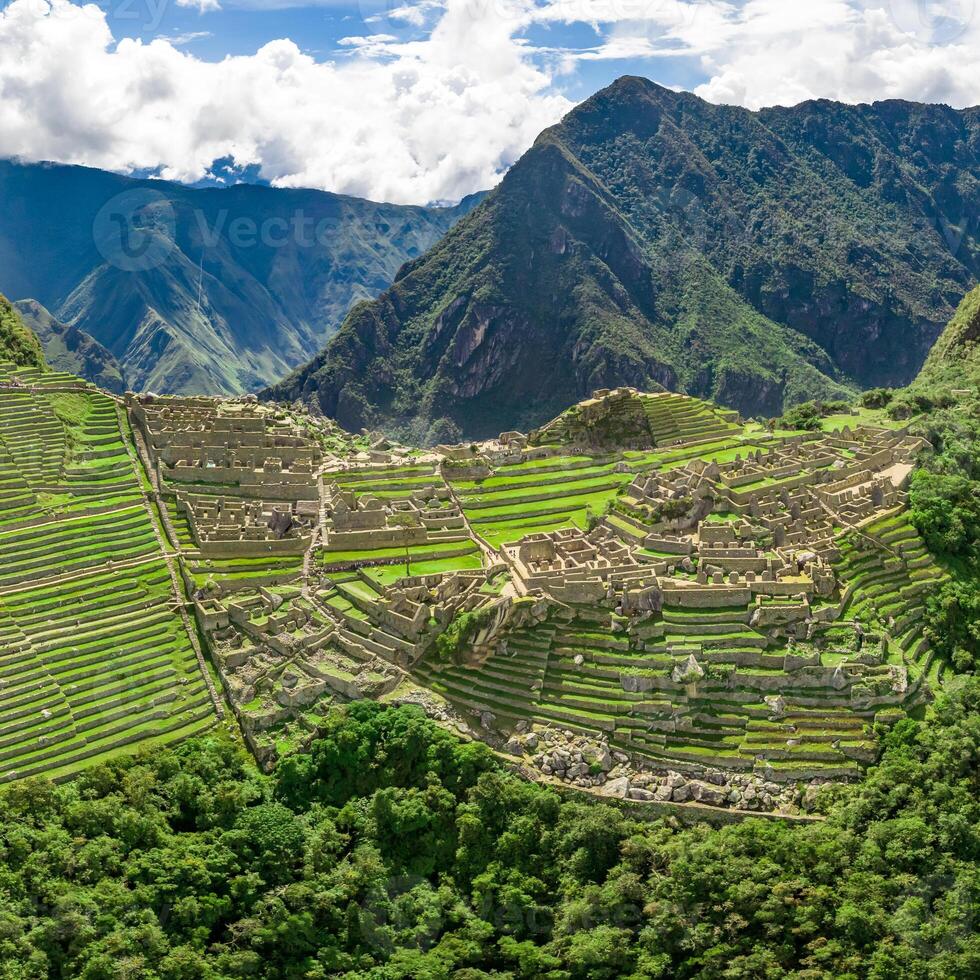 Machu Picchu, Peru. Aerial view. Square image. photo