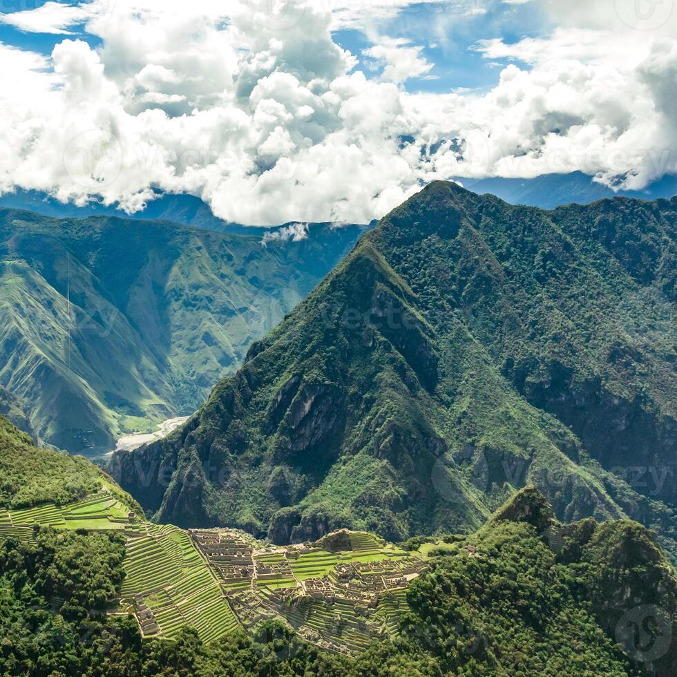 Machu Picchu, Peru. Aerial view. Square image. photo