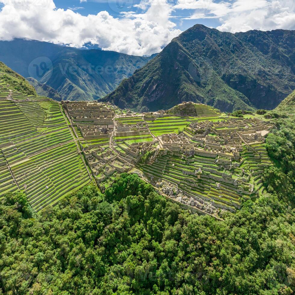 Machu Picchu, Peru. Aerial view. Square image. photo