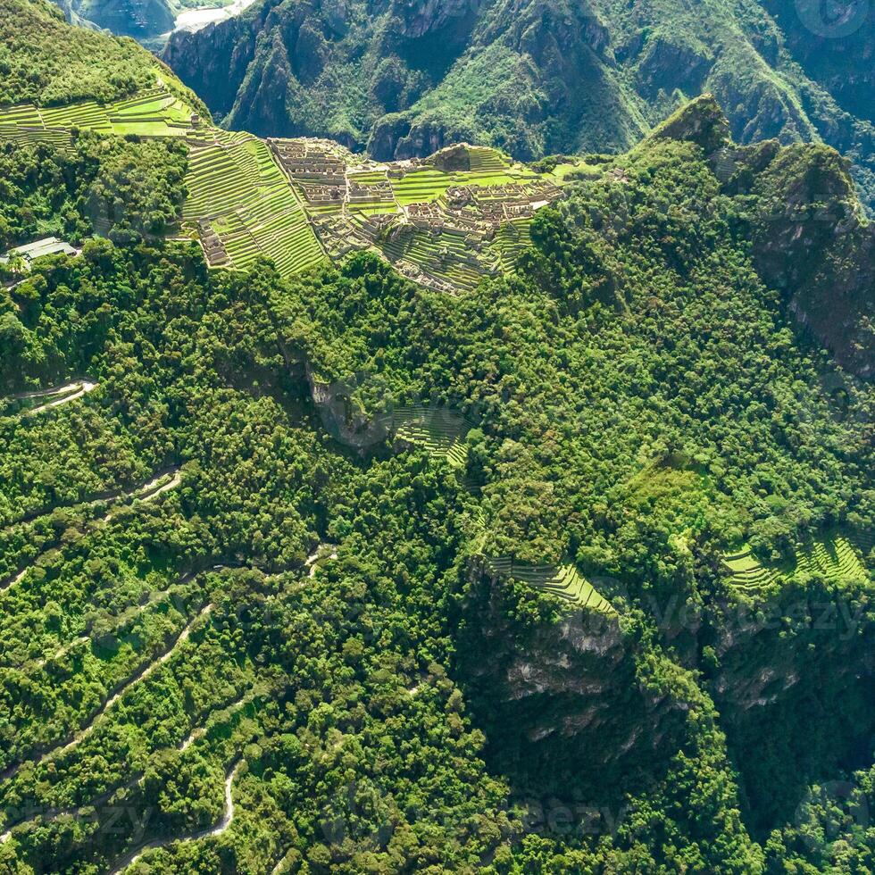Machu Picchu, Peru. Aerial view. Square image. photo