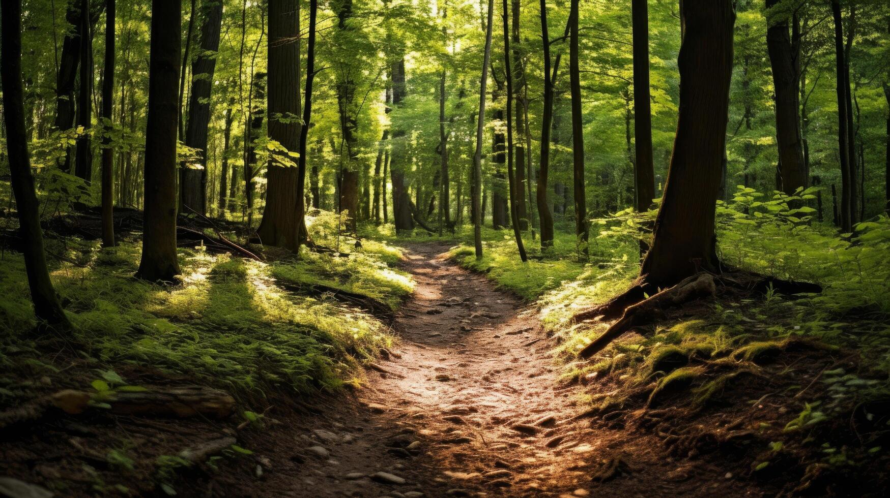 Forest trail for trail running photo