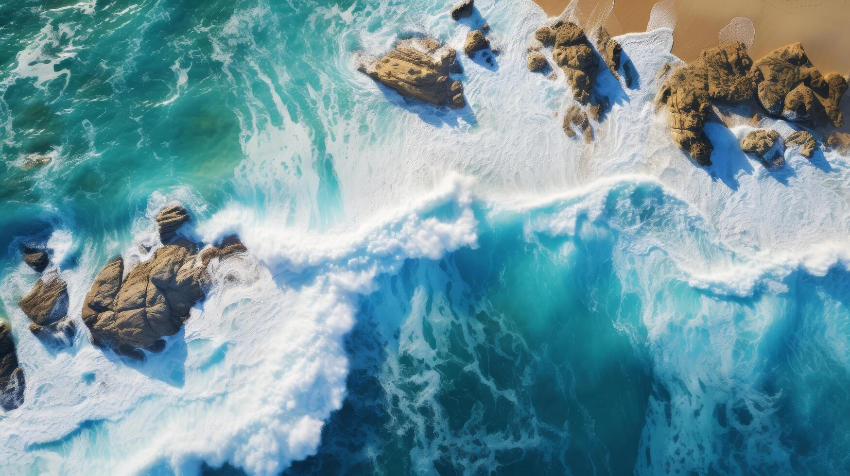 Coastal waves aerial kite photo