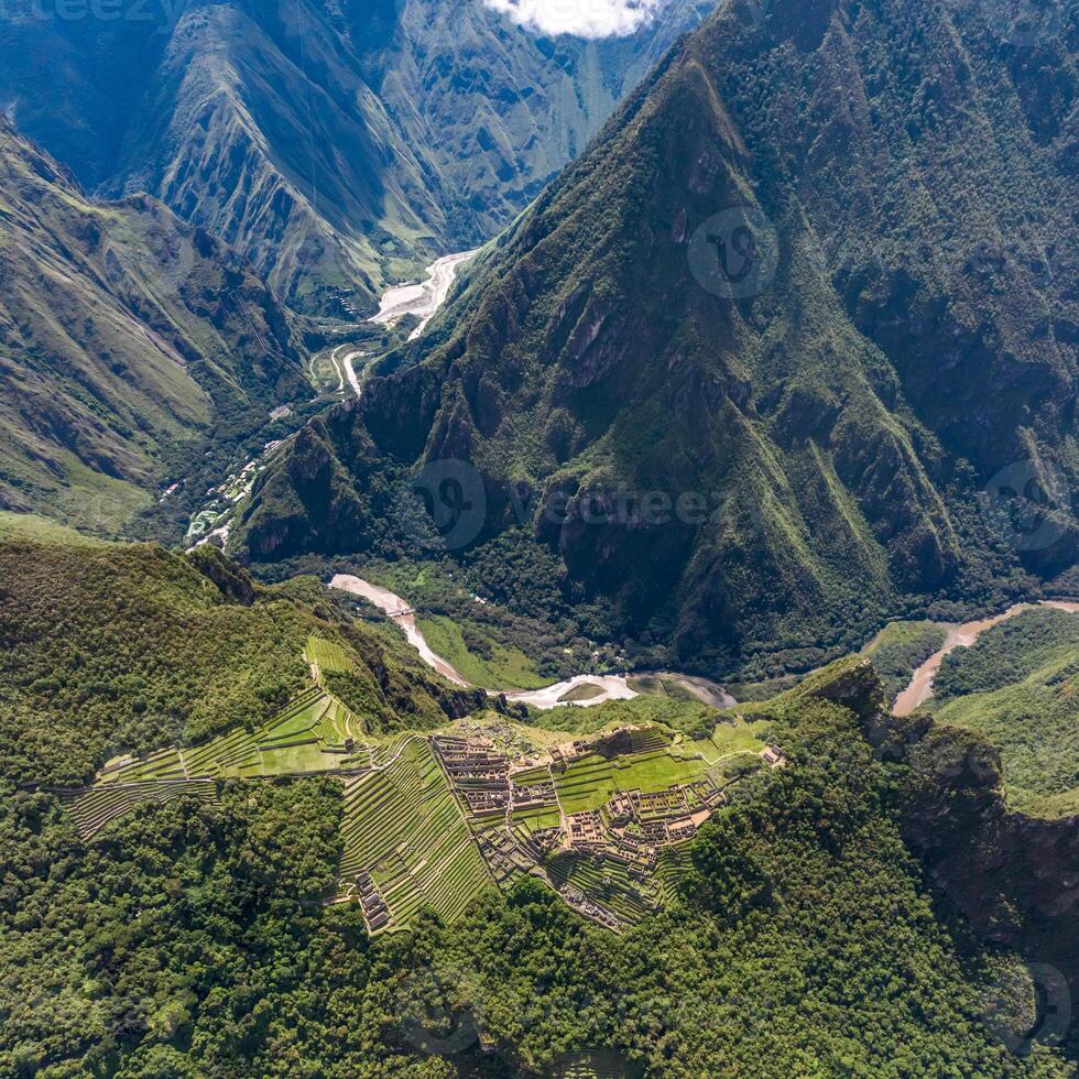 Machu Picchu, Peru. Aerial view. Square image. photo