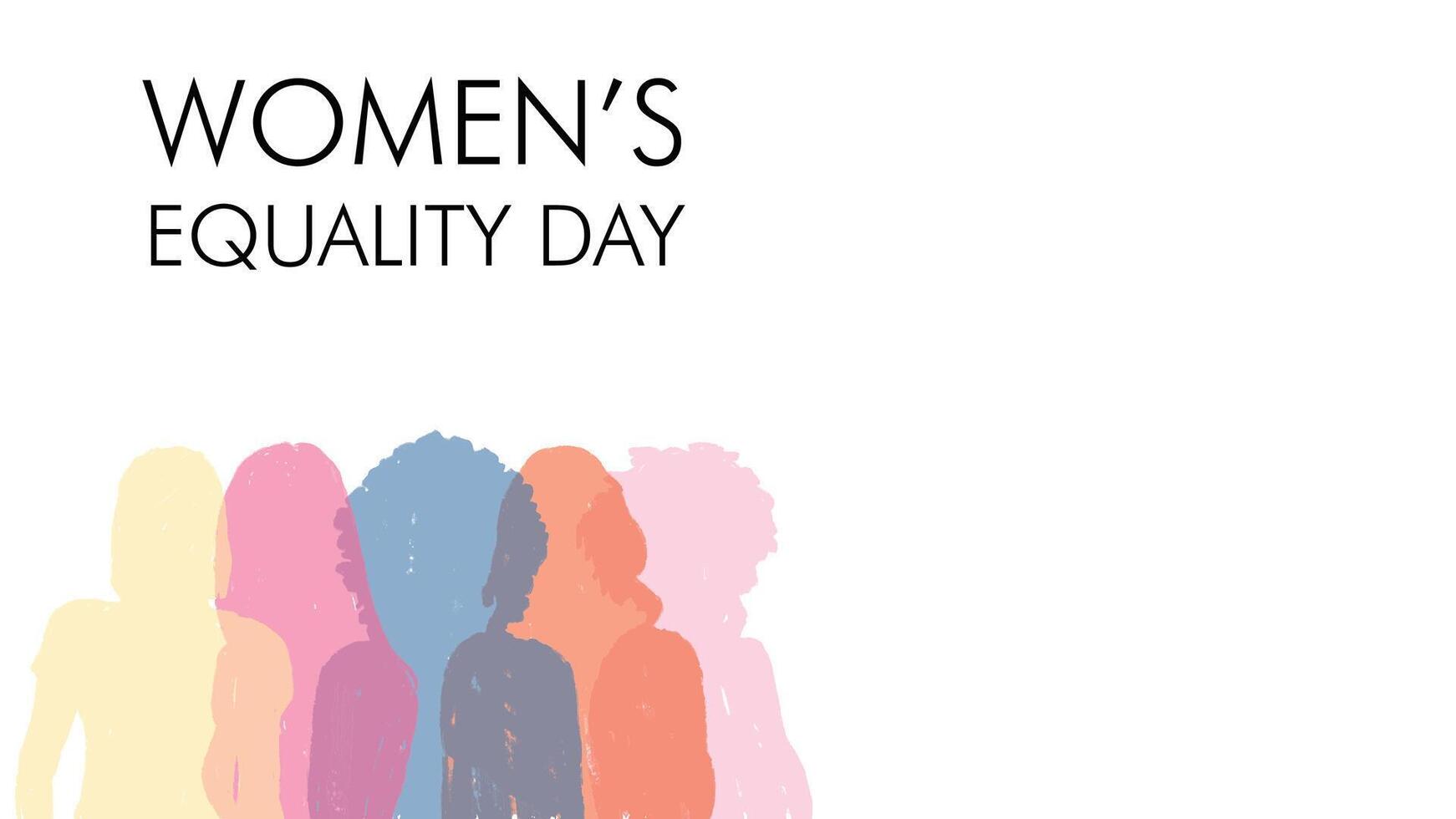 Illustration celebrating Women's Equality Day with diverse female silhouettes and ample copy space. Ideal background for themes of gender equality, empowerment, and social justice. vector