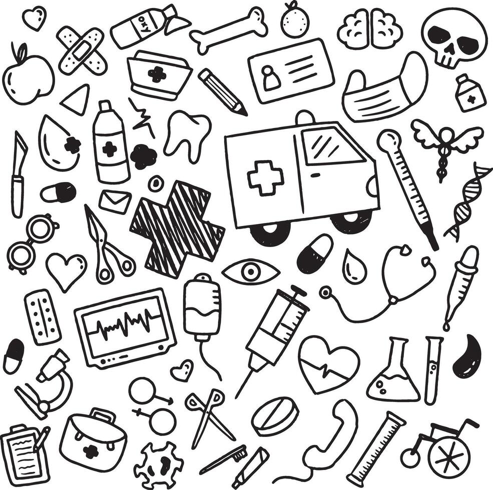 Hospital image icon illustration element. ambulance, injection, medicine. Cute illustration. vector