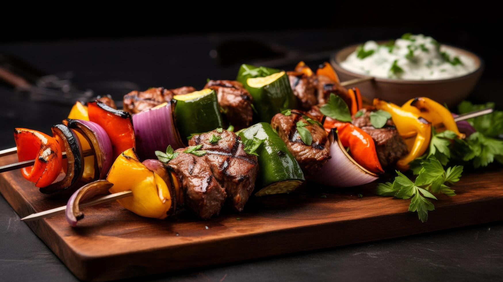 Delectable platter of kebabs photo