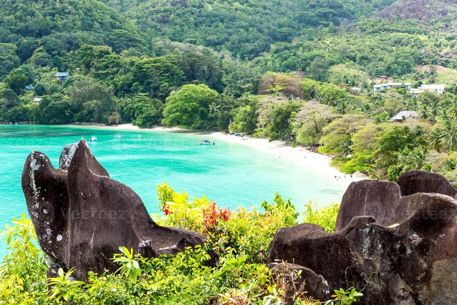 Seychelles, Paradise beach. La Digue at Anse Lazio, Source d Argent. photo