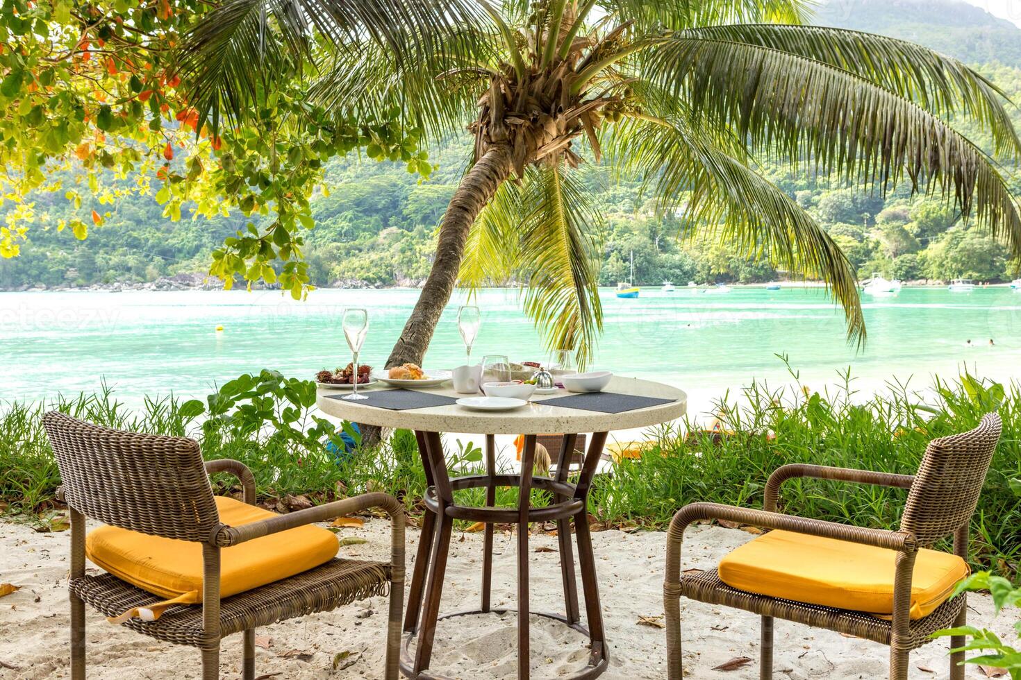 Seychelles, Paradise beach. La Digue at Anse Lazio, Source d Argent. photo