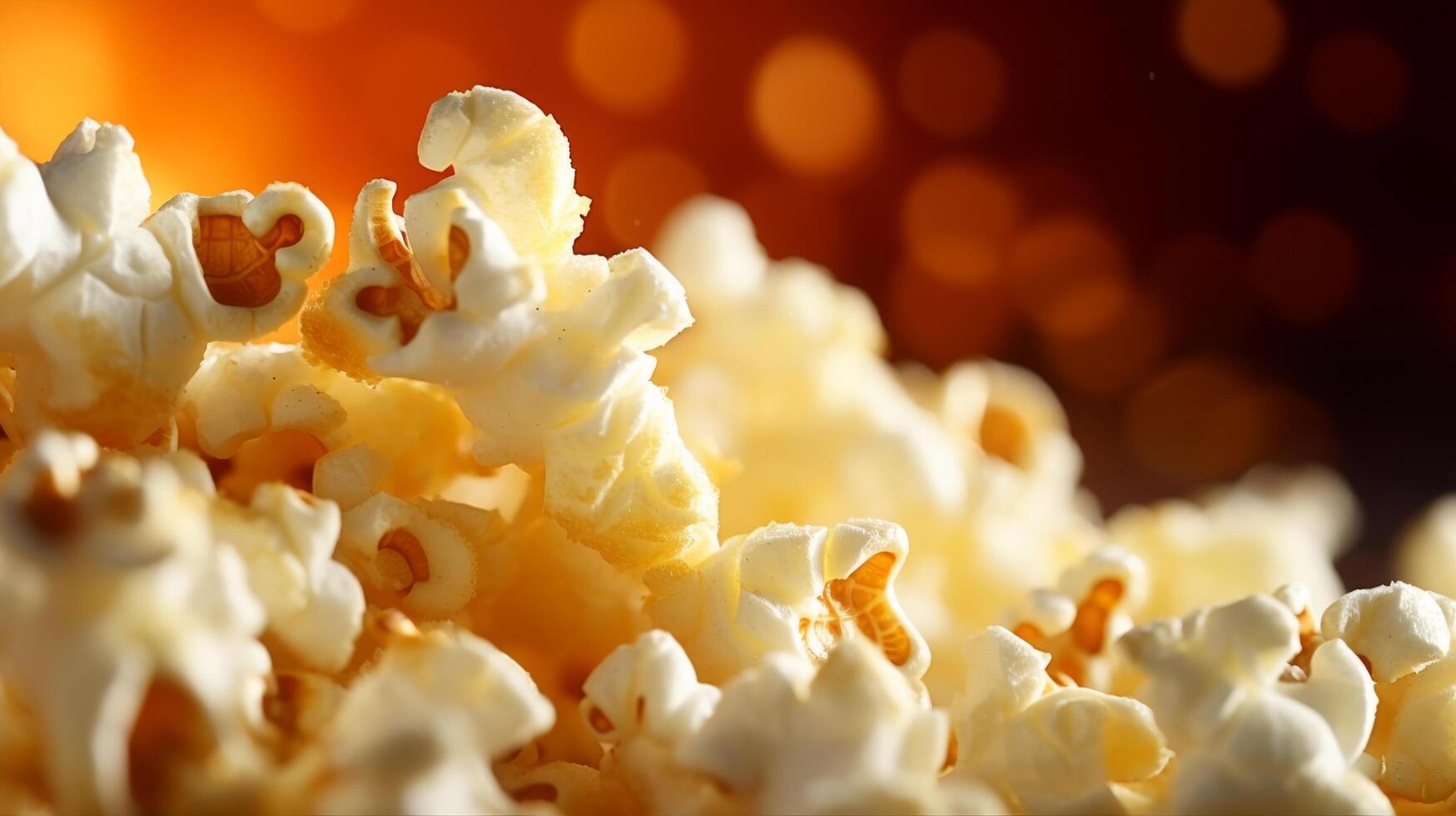 Close up view of popcorn popping emphasizing texture and movement photo