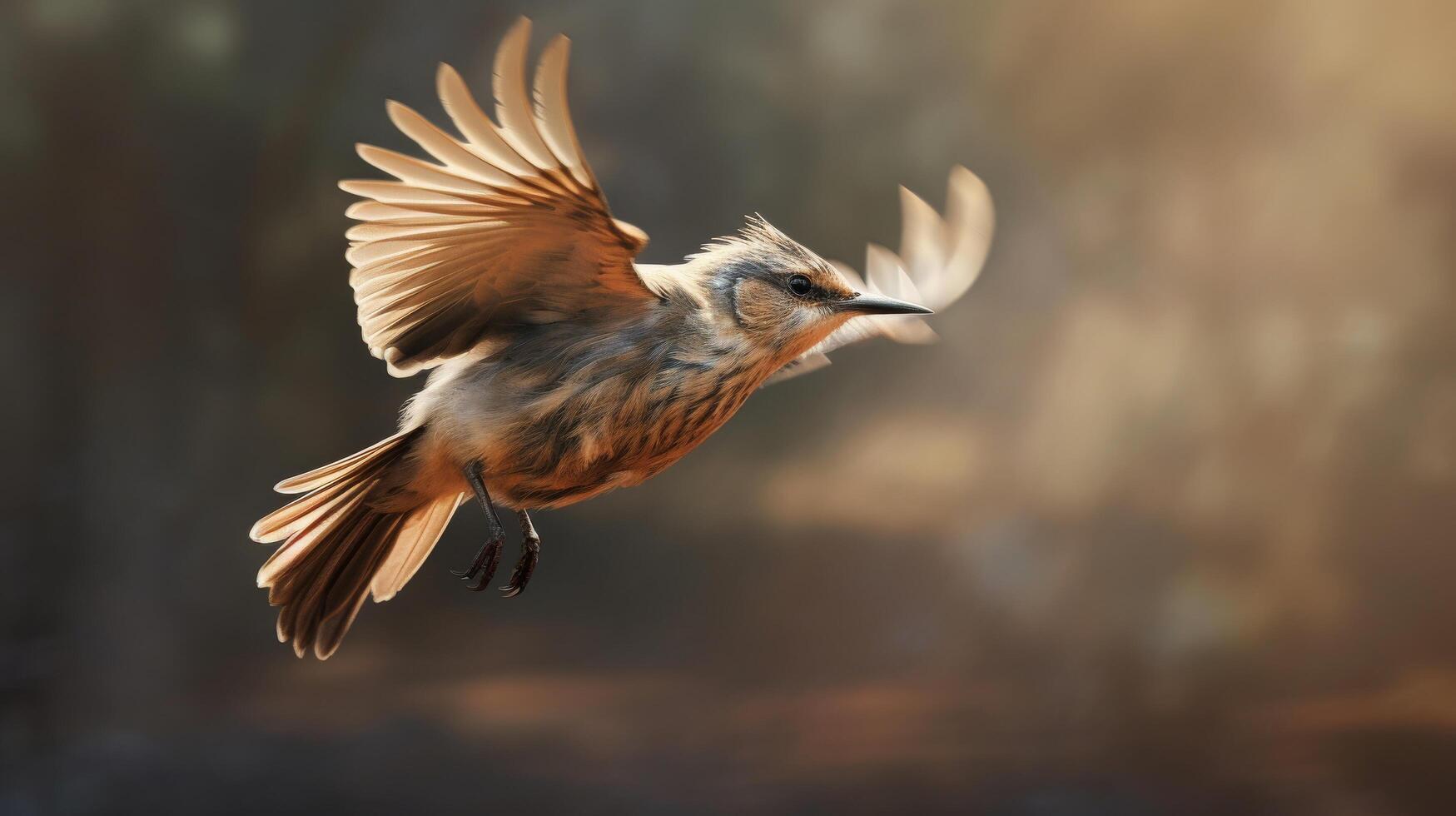 Realistic depiction of bird soaring in the sky photo