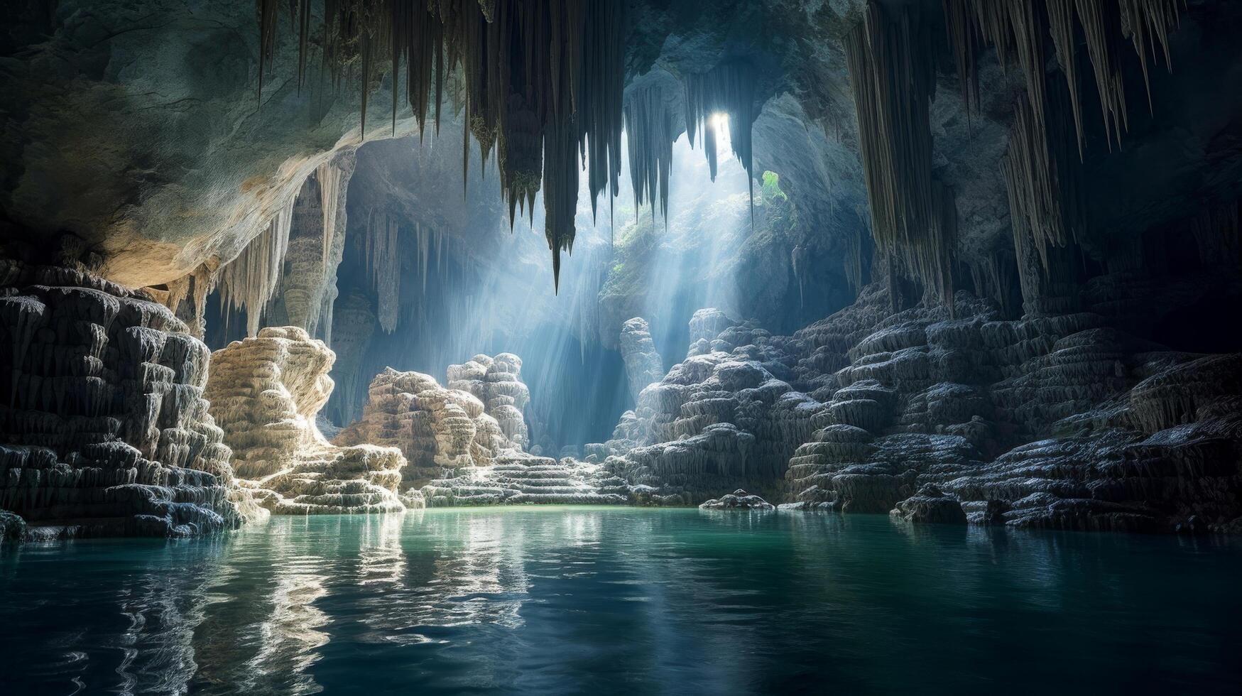 Captivating view of limestone cave interior photo