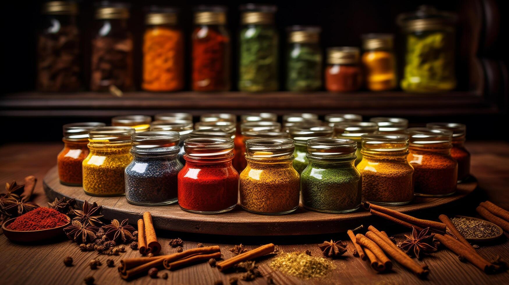 Backlit spices showcase vibrant colors and translucency creatively photo