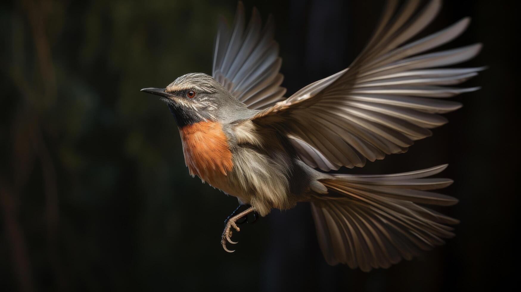 Photorealistic bird in flight image photo