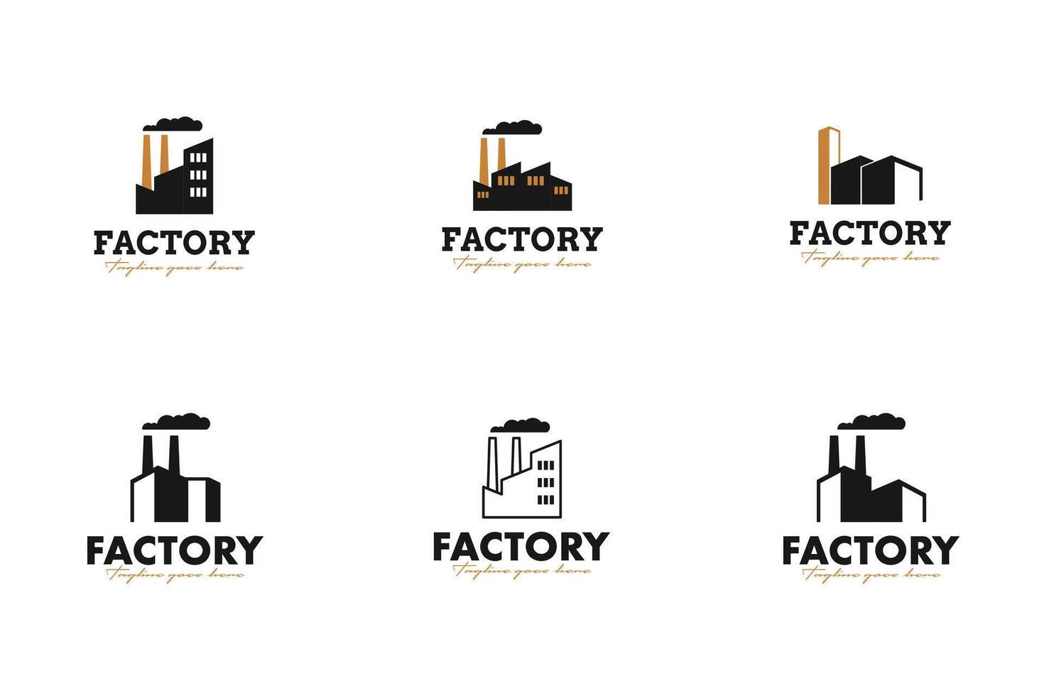 Set collection of factory with pollution smoke logo logo design illustration template idea vector