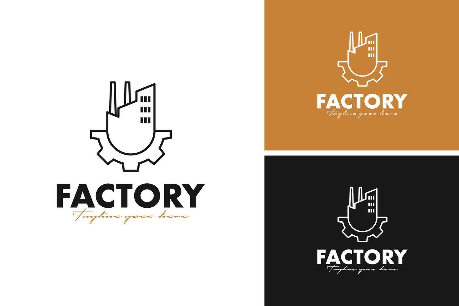 Factory with gear logo design for industrial illustration template idea vector