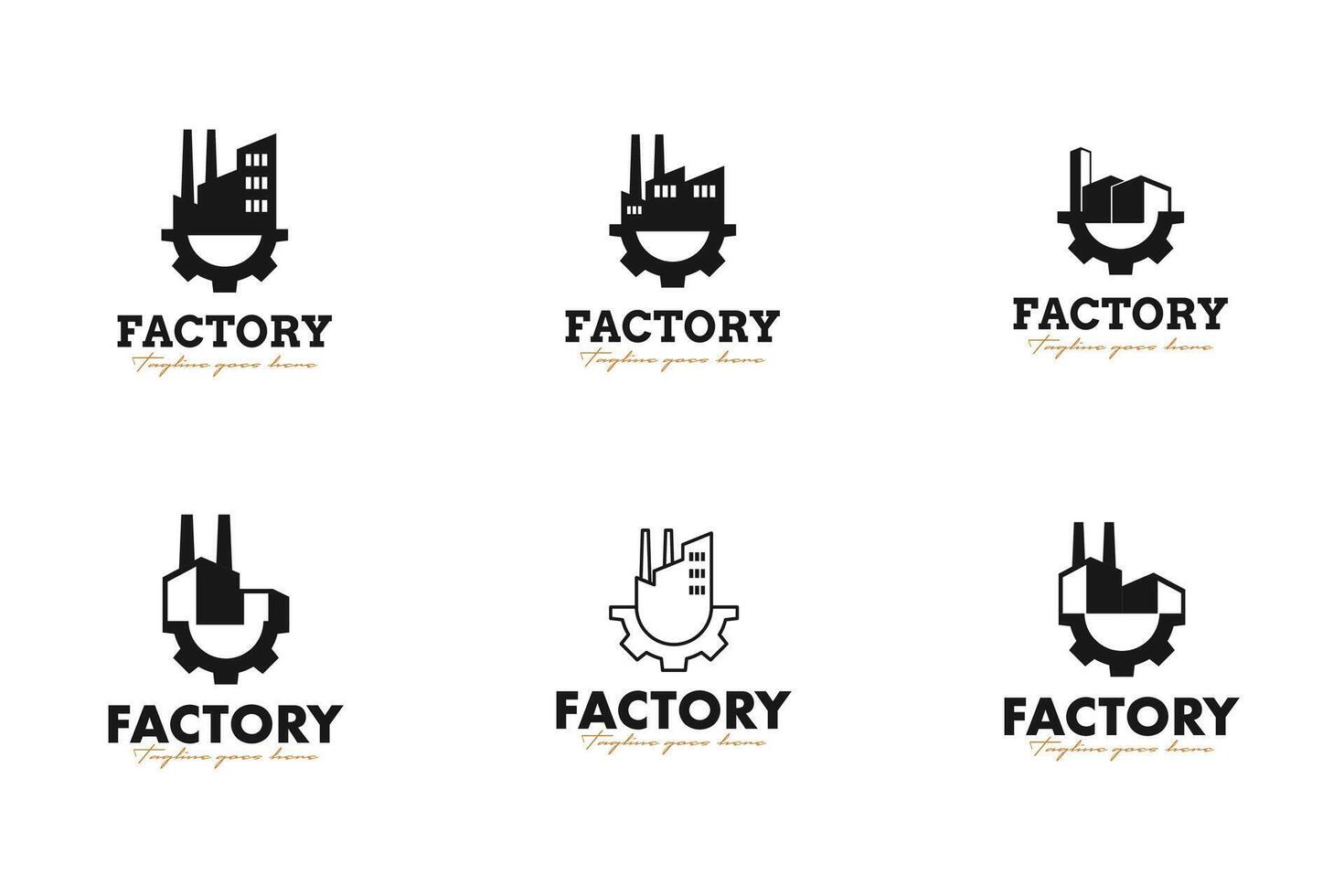 Set of factory with gear logo design for industrial illustration template idea vector