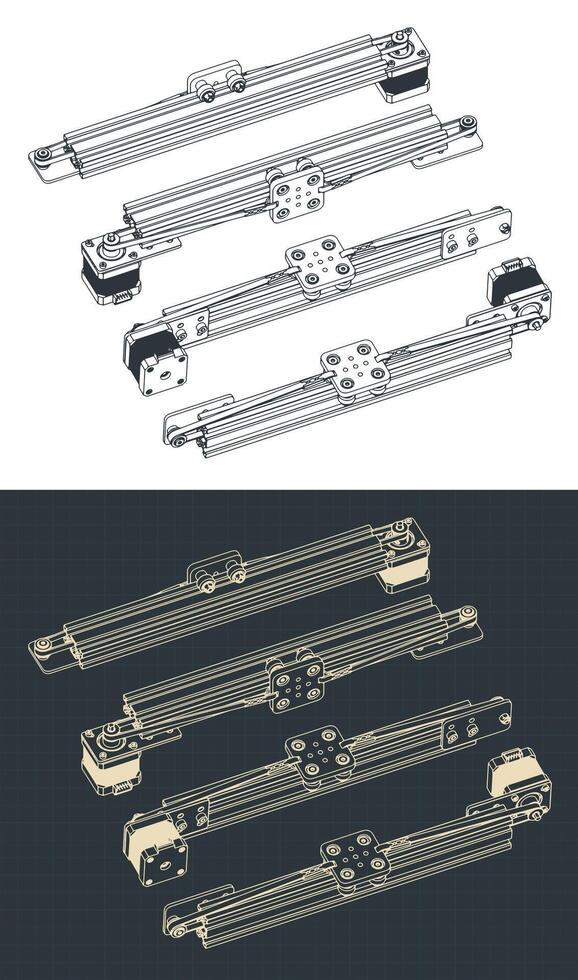 Belt driven actuator drawings vector