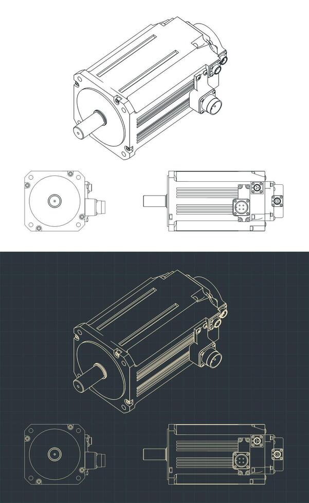 DC servo motor drawings vector
