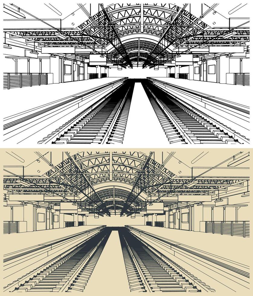 Railway station illustrations vector