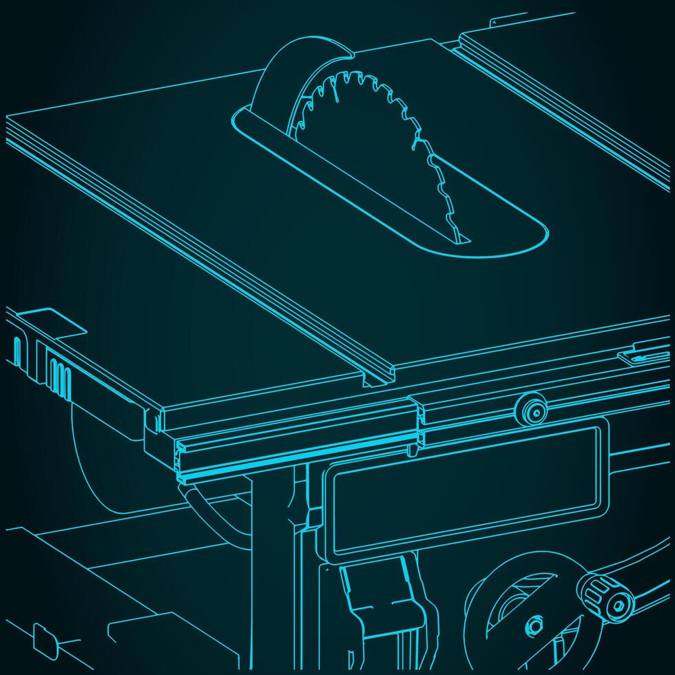 Wood sawing machine close-up vector