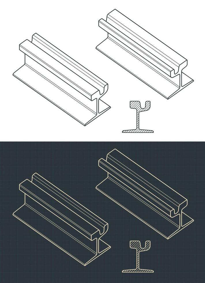 Railway for tram blueprints vector