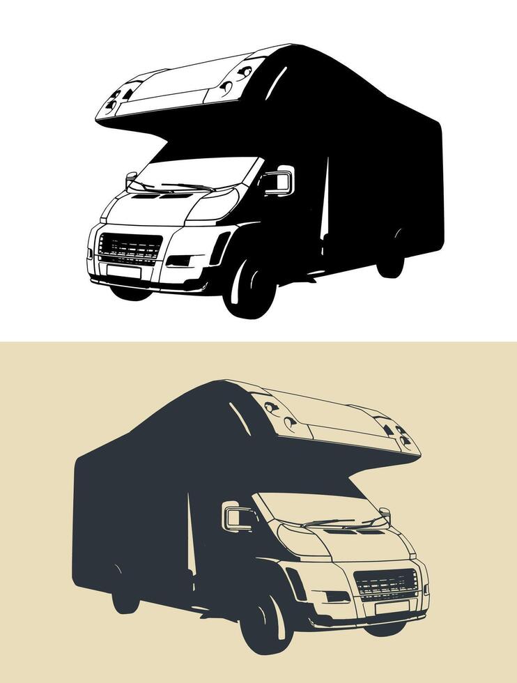 Camper van illustrations vector